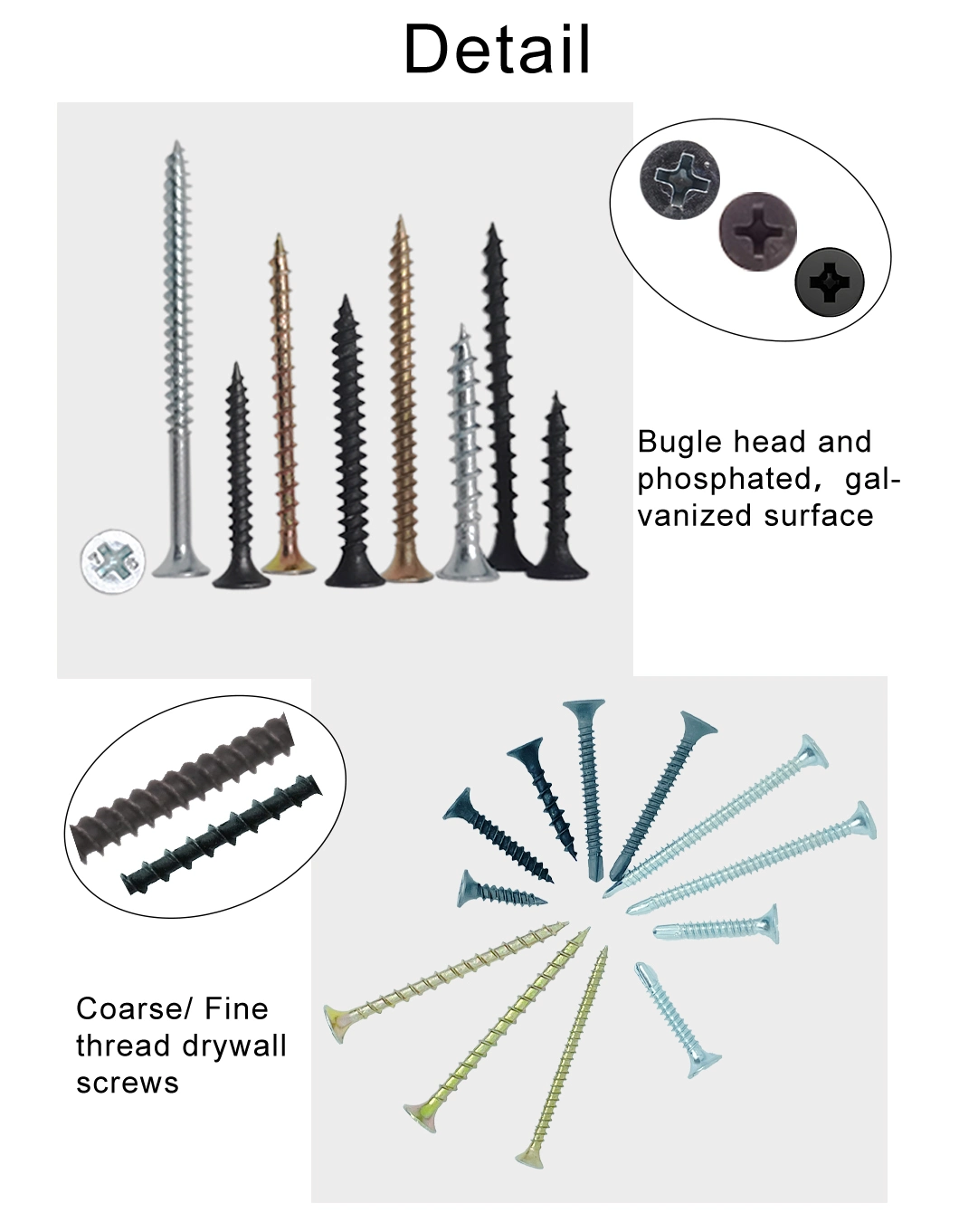 Great Quality Stainless Steel Self Tapping Wood Furniture Cabeza De Trompeta Tornillo Drywall Screw
